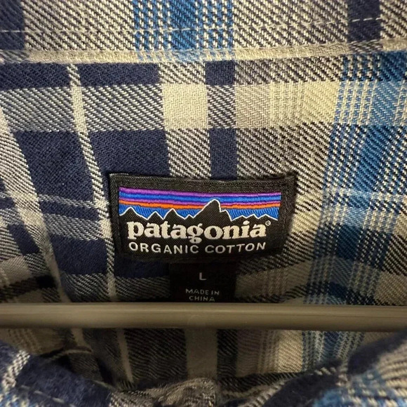Patagonia Plaid Long Sleeve Flannel Blue Large - Picture 2 of 5